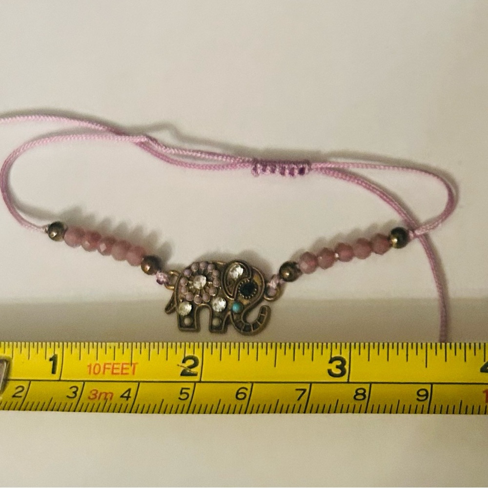 Purple Beaded Elephant Bracelet
